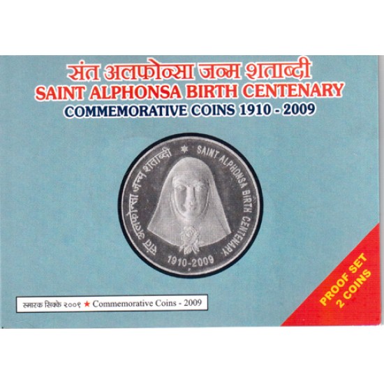 Proof Set - saint alphonsa birth centenary - 2009 : proof set of two coins in original packi